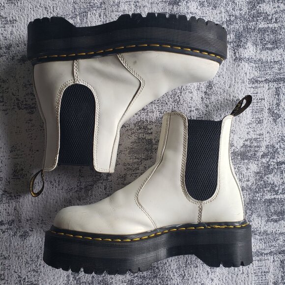 White Doc Marten Platform Quad Chelsea Boots Size 6 [Men's Sz5] - Picture 2 of 16